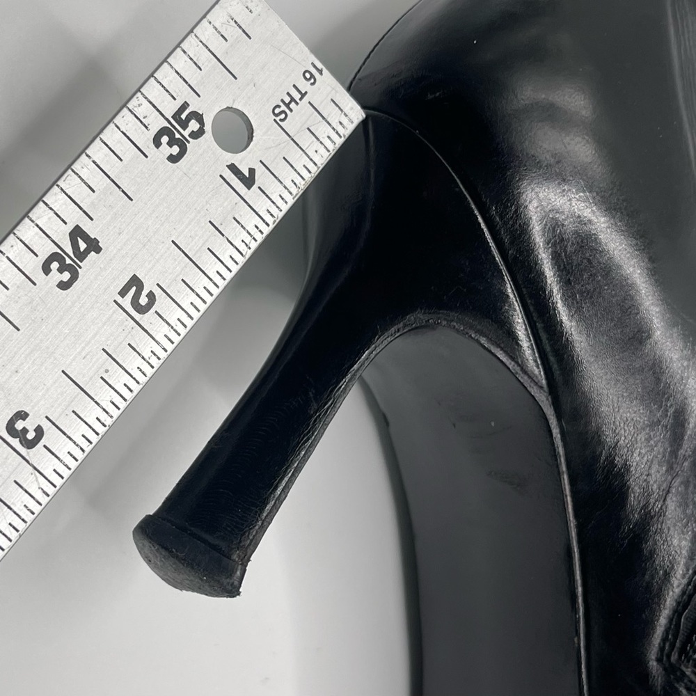 Stuart Weitzman | Black Leather Zip-up Heel Boots | 6 - Picture 13 of 16